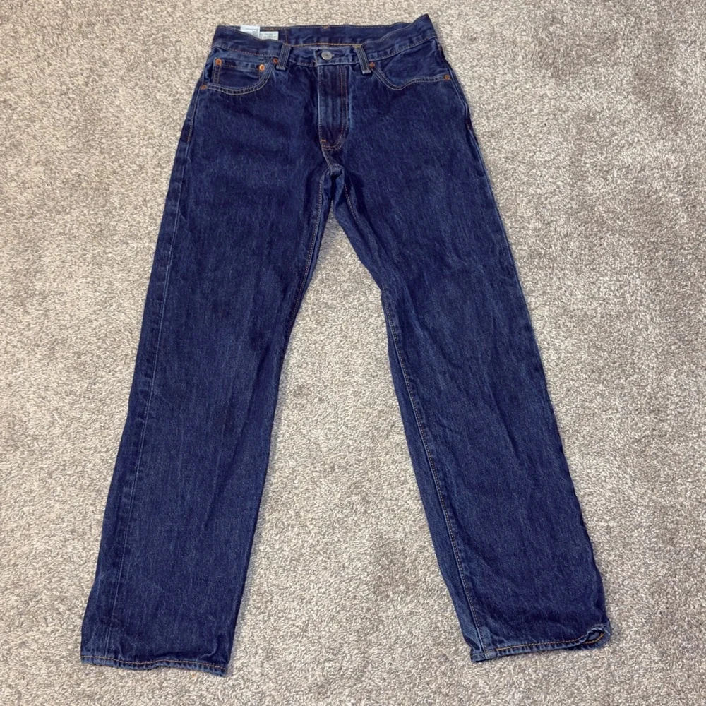 Levis Premium 555 Relaxed Straight Leg Jeans Mens 28x30 Dark Wash Indigo Blue